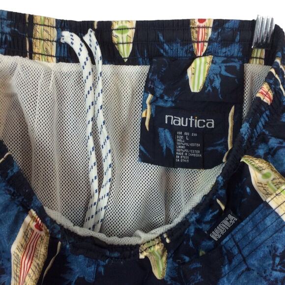 Nautica Men’s Sz L Swim Trunks Surf Board Print Shorts Surfing Beach Pool Cruise - Picture 2 of 12